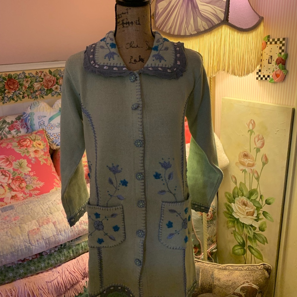 Size S NWT light green Storybook knit sweater